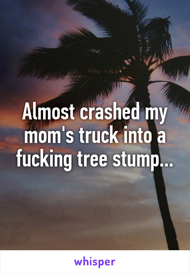 Almost crashed my mom's truck into a fucking tree stump...