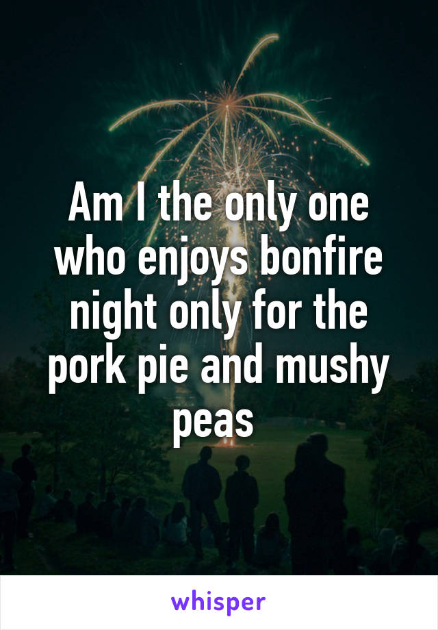 Am I the only one who enjoys bonfire night only for the pork pie and mushy peas 