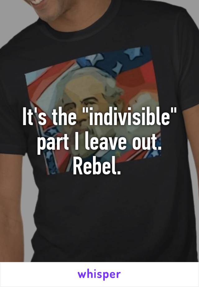 It's the "indivisible" part I leave out. Rebel. 