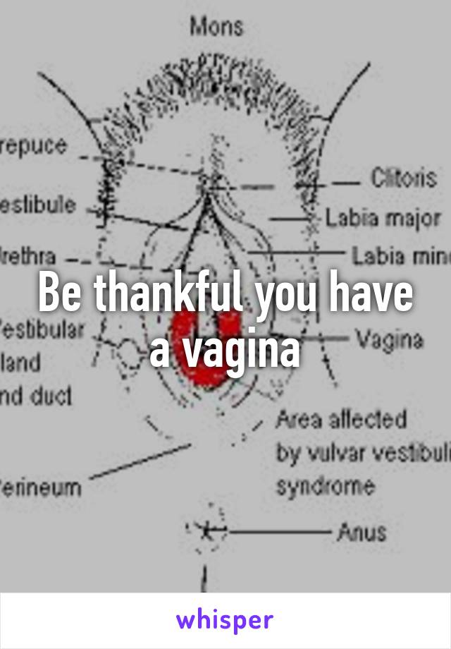 Be thankful you have a vagina