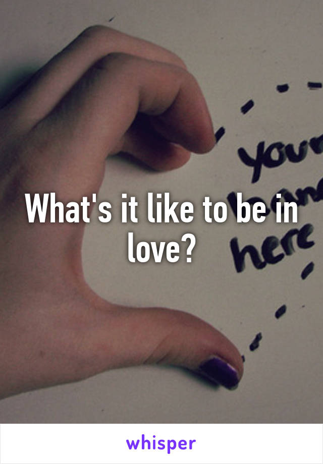 What's it like to be in love?