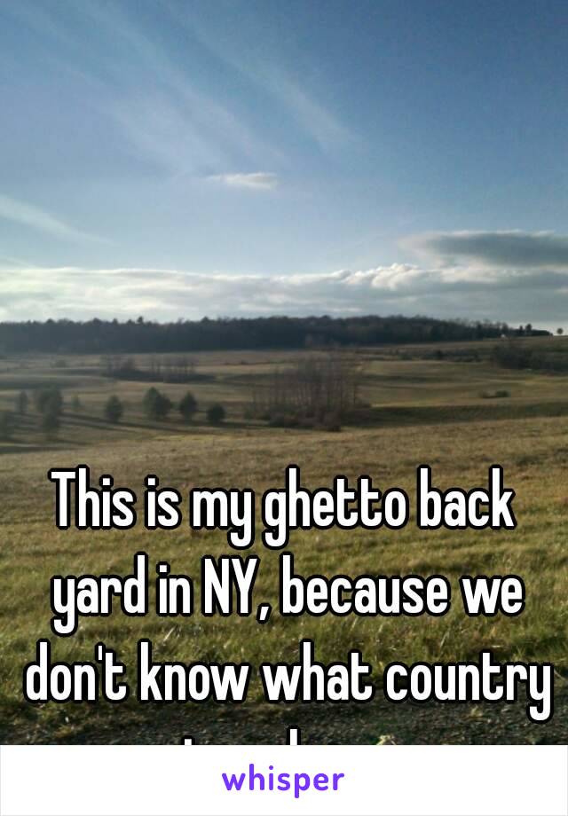 This is my ghetto back yard in NY, because we don't know what country is up here.