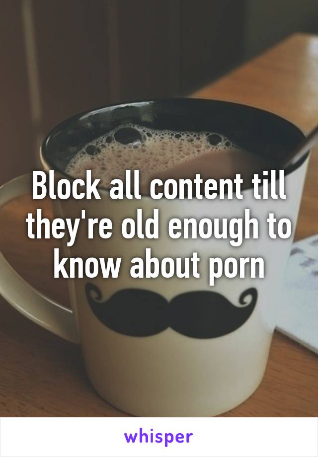 Block all content till they're old enough to know about porn