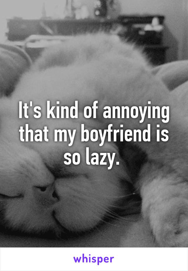 It's kind of annoying that my boyfriend is so lazy. 