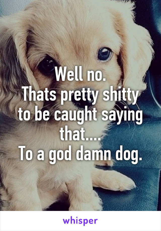 Well no.
Thats pretty shitty to be caught saying that....
To a god damn dog.