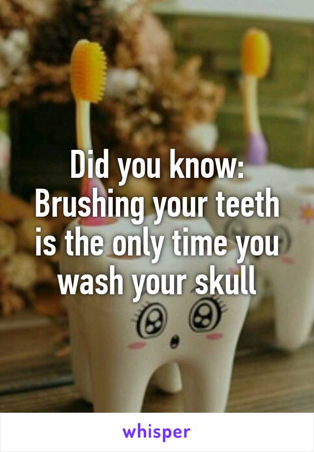 Did you know:
Brushing your teeth is the only time you wash your skull