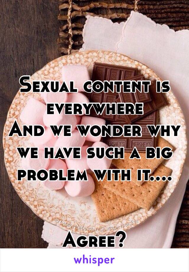 Sexual content is everywhere 
And we wonder why we have such a big problem with it.... 


Agree? 