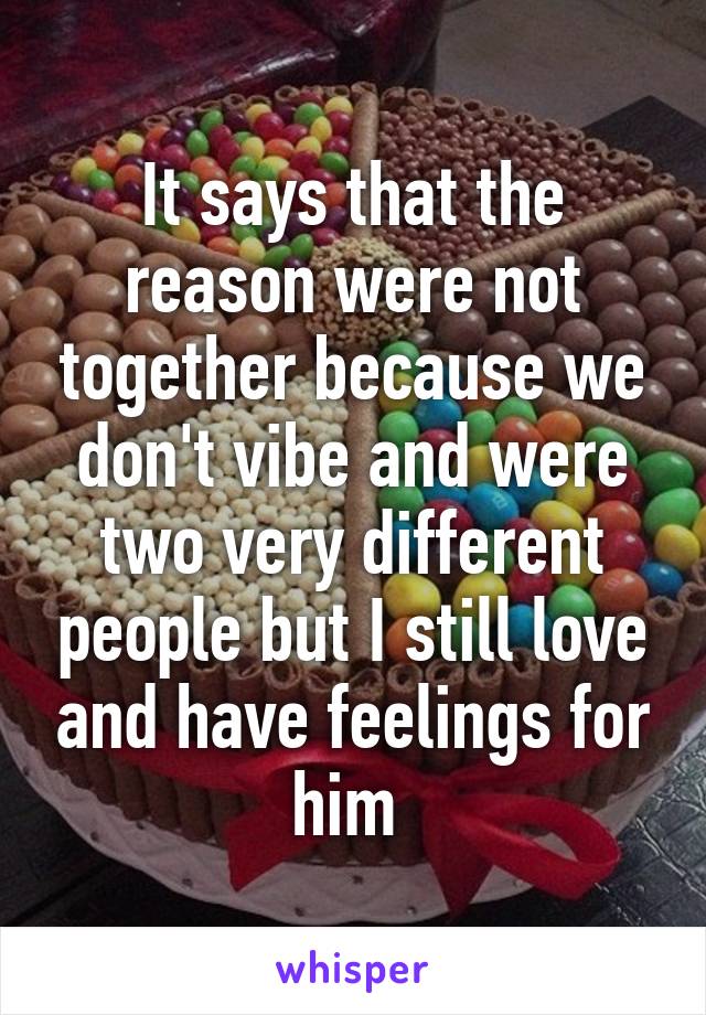 It says that the reason were not together because we don't vibe and were two very different people but I still love and have feelings for him 