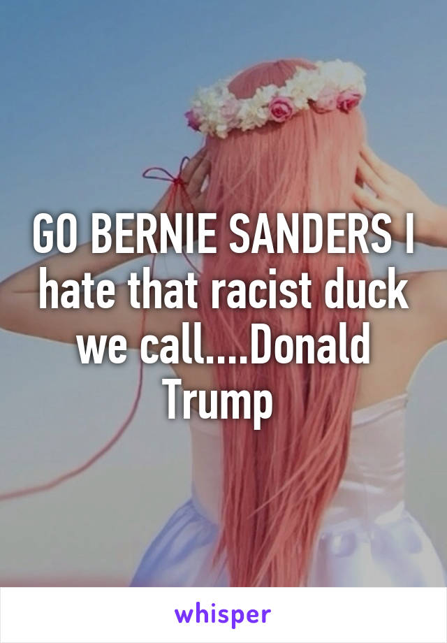 GO BERNIE SANDERS I hate that racist duck we call....Donald Trump 