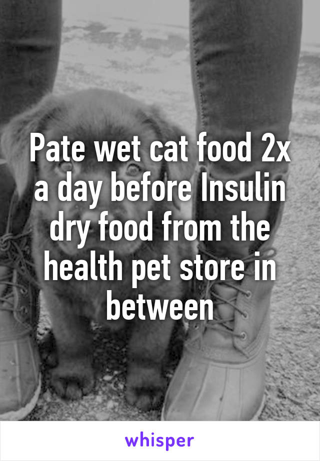 Pate wet cat food 2x a day before Insulin dry food from the health pet store in between