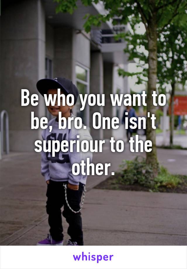Be who you want to be, bro. One isn't superiour to the other.