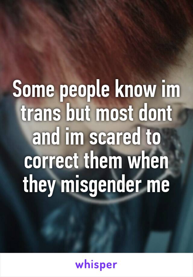 Some people know im trans but most dont and im scared to correct them when they misgender me