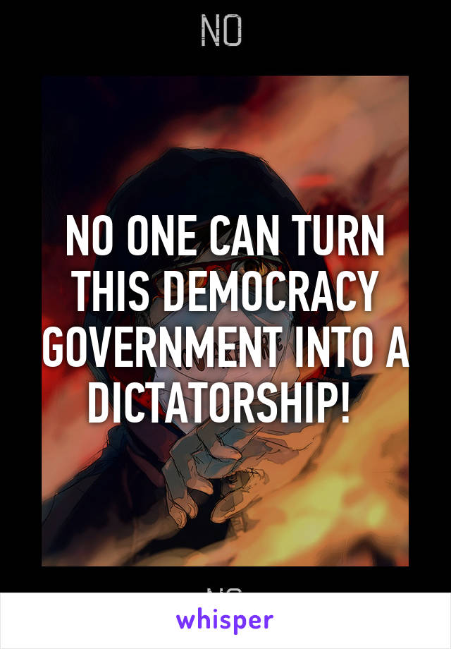 NO ONE CAN TURN THIS DEMOCRACY GOVERNMENT INTO A DICTATORSHIP! 