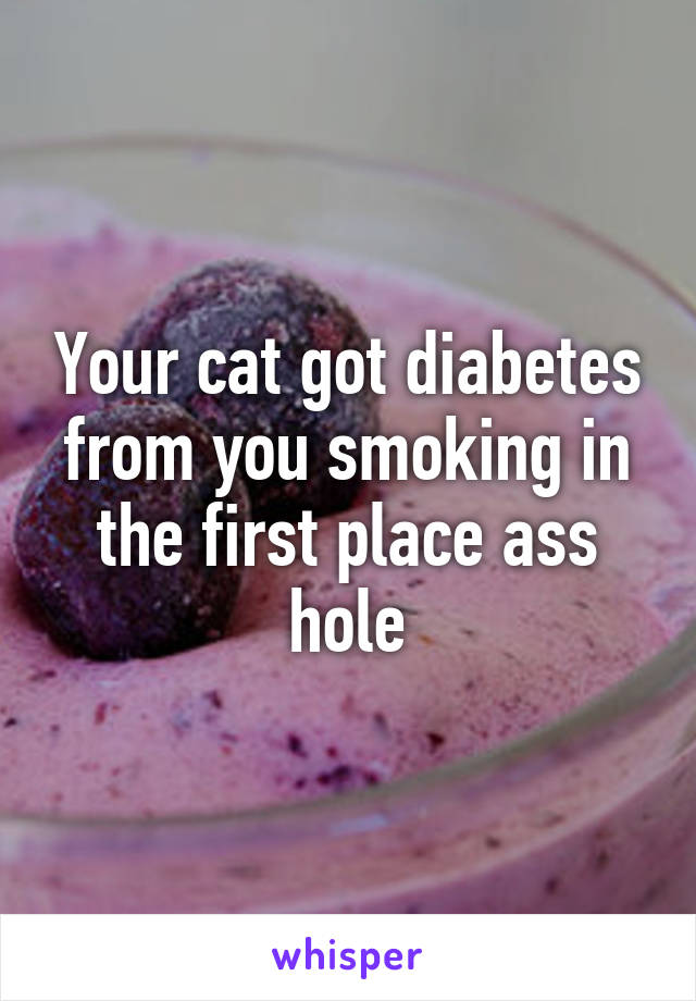 Your cat got diabetes from you smoking in the first place ass hole