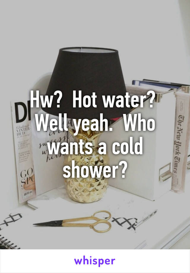 Hw?  Hot water?  Well yeah.  Who wants a cold shower?