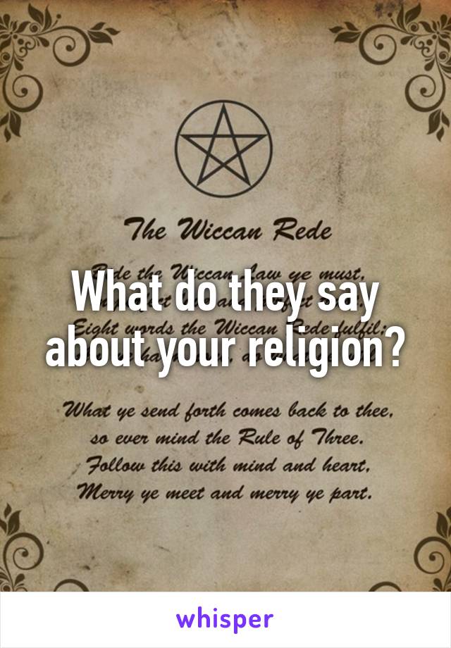 What do they say about your religion?