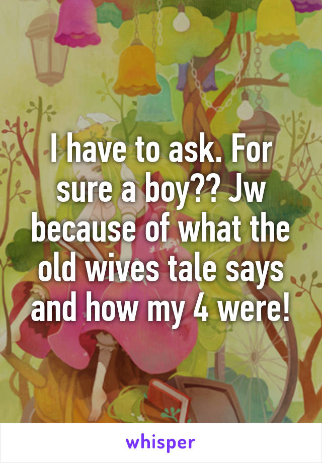 I have to ask. For sure a boy?? Jw because of what the old wives tale says and how my 4 were!