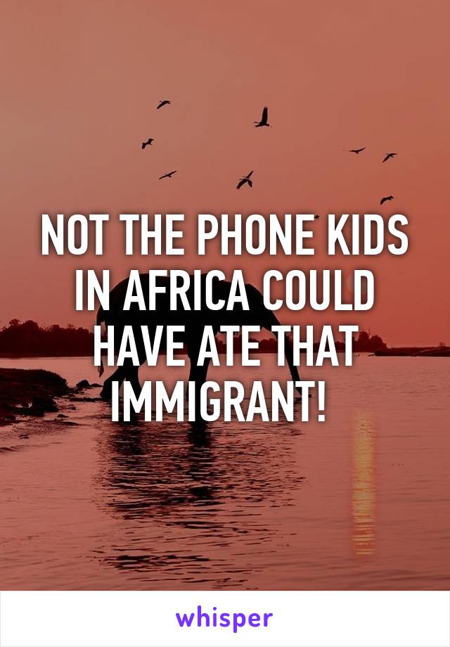 NOT THE PHONE KIDS IN AFRICA COULD HAVE ATE THAT IMMIGRANT! 