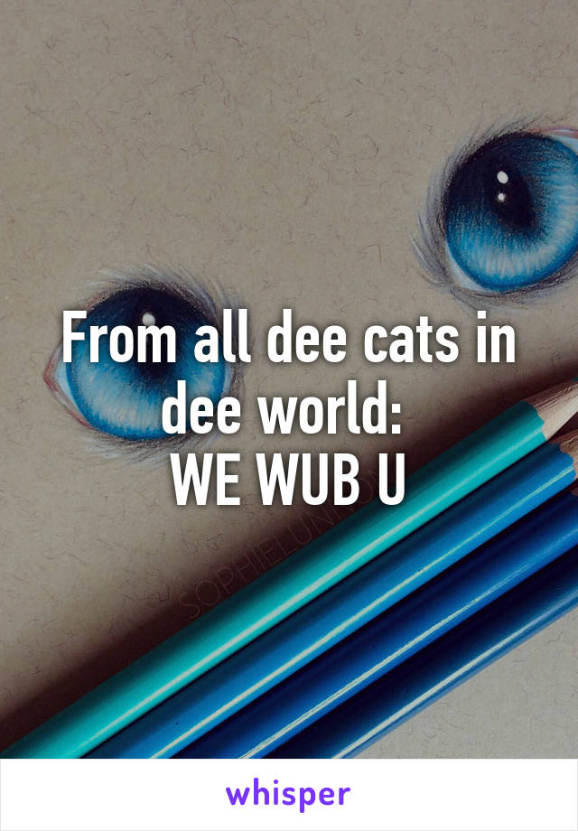 From all dee cats in dee world: 
WE WUB U