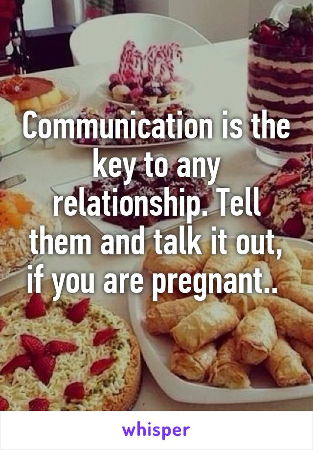 Communication is the key to any relationship. Tell them and talk it out, if you are pregnant.. 
