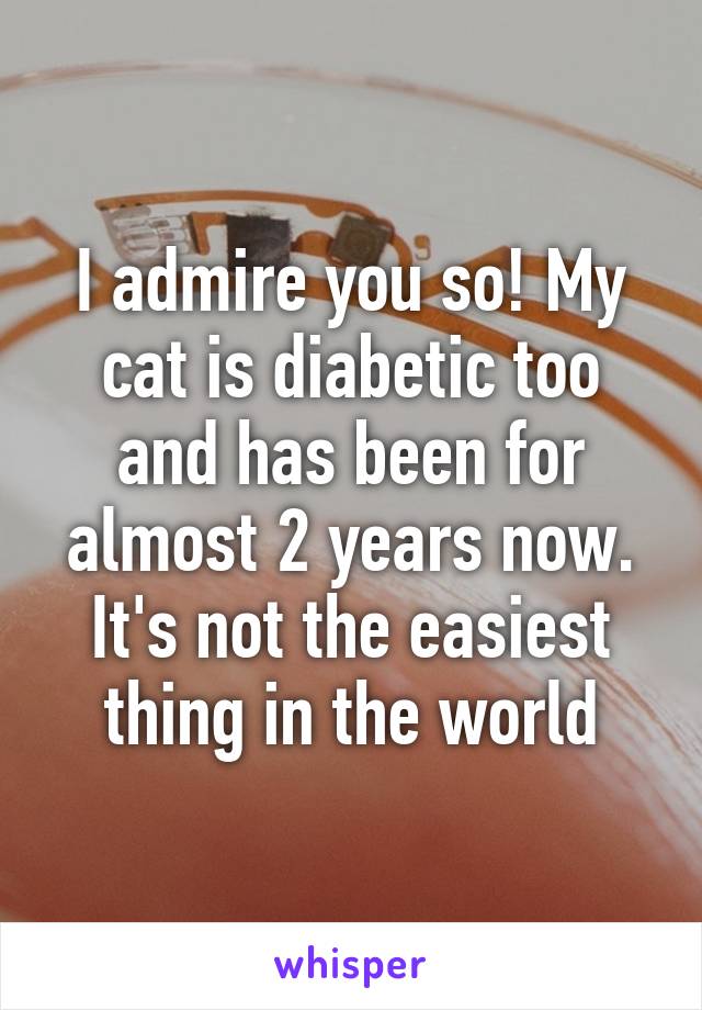 I admire you so! My cat is diabetic too and has been for almost 2 years now. It's not the easiest thing in the world