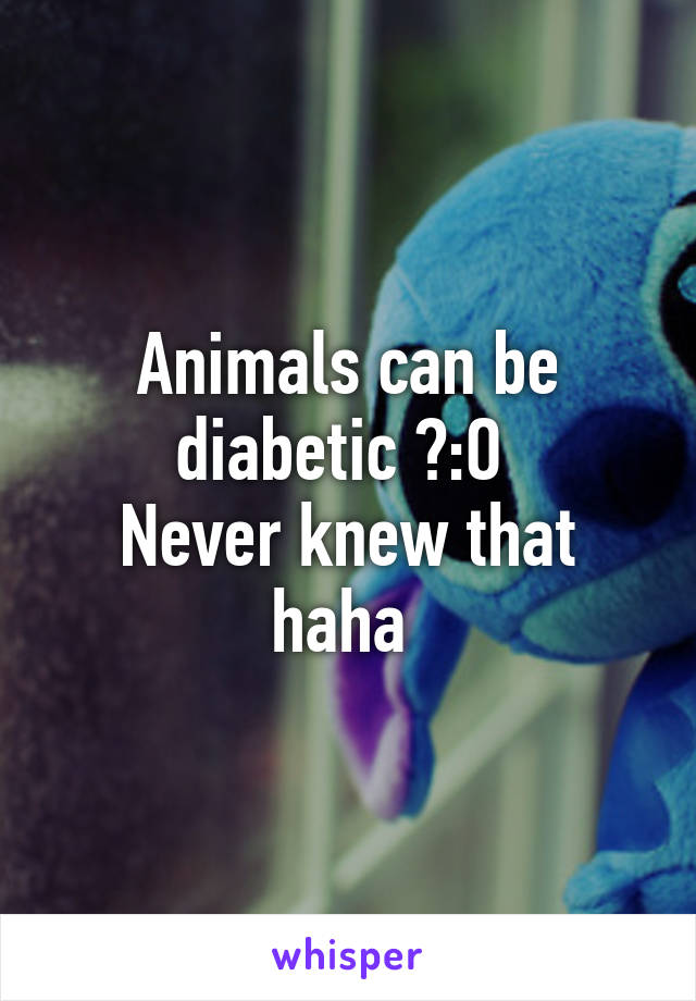 Animals can be diabetic ?:O 
Never knew that haha 