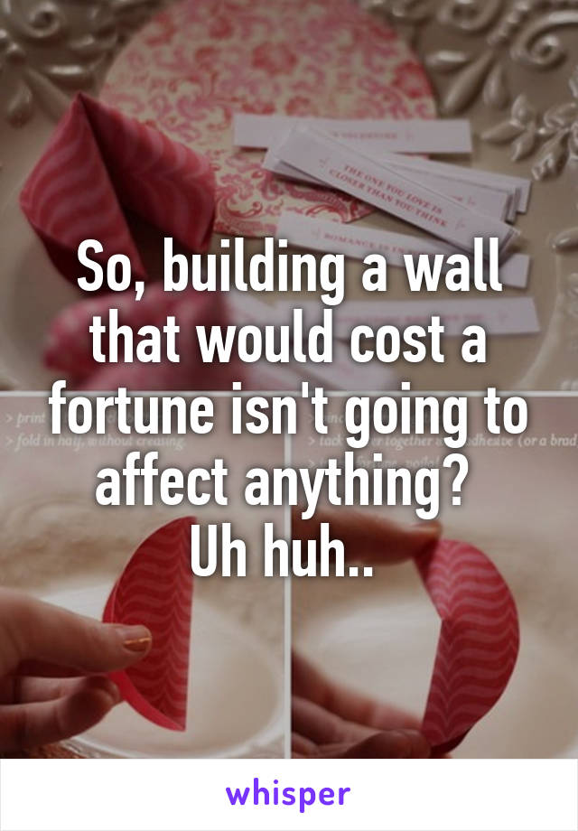 So, building a wall that would cost a fortune isn't going to affect anything? 
Uh huh.. 