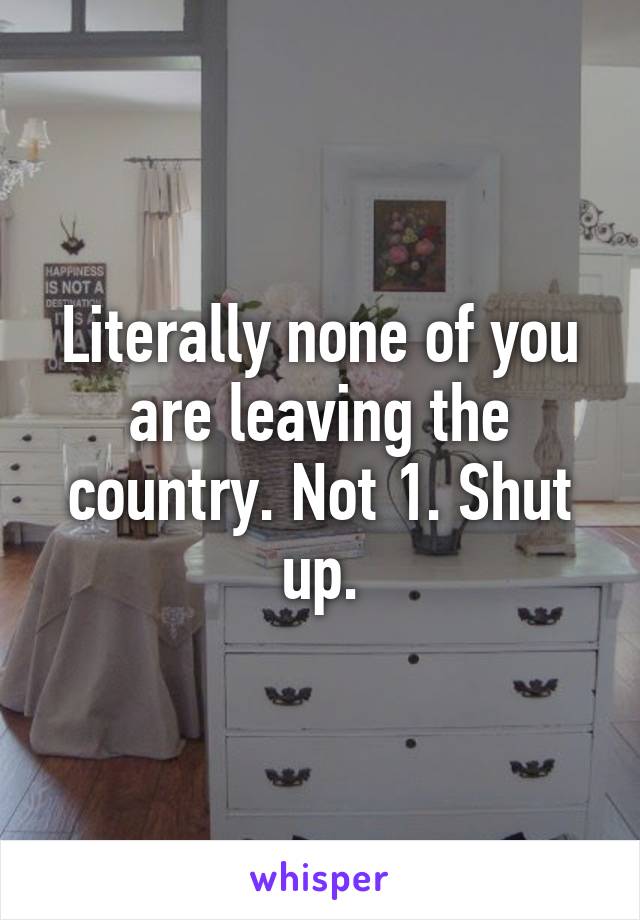 Literally none of you are leaving the country. Not 1. Shut up.