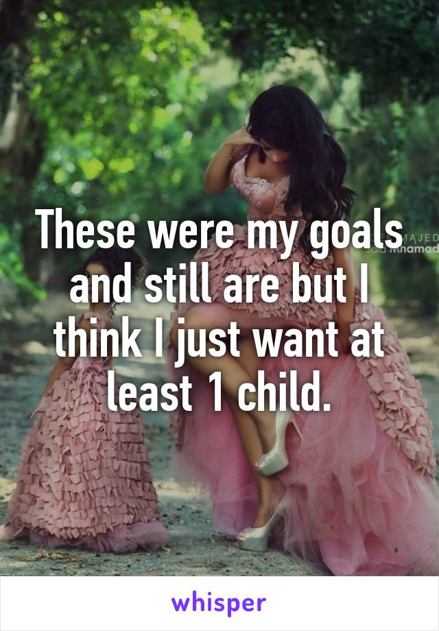 These were my goals and still are but I think I just want at least 1 child.