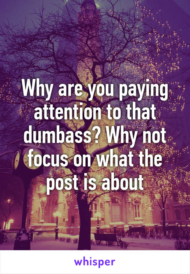 Why are you paying attention to that dumbass? Why not focus on what the post is about