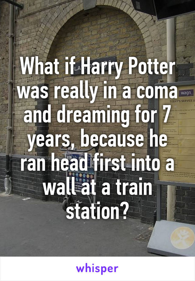 What if Harry Potter was really in a coma and dreaming for 7 years, because he ran head first into a wall at a train station?