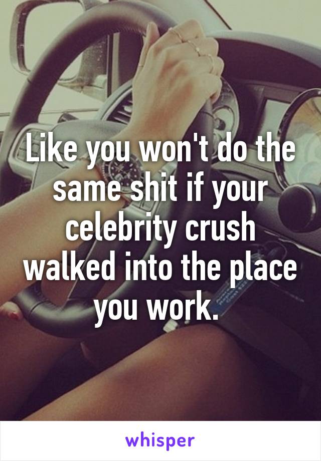 Like you won't do the same shit if your celebrity crush walked into the place you work. 