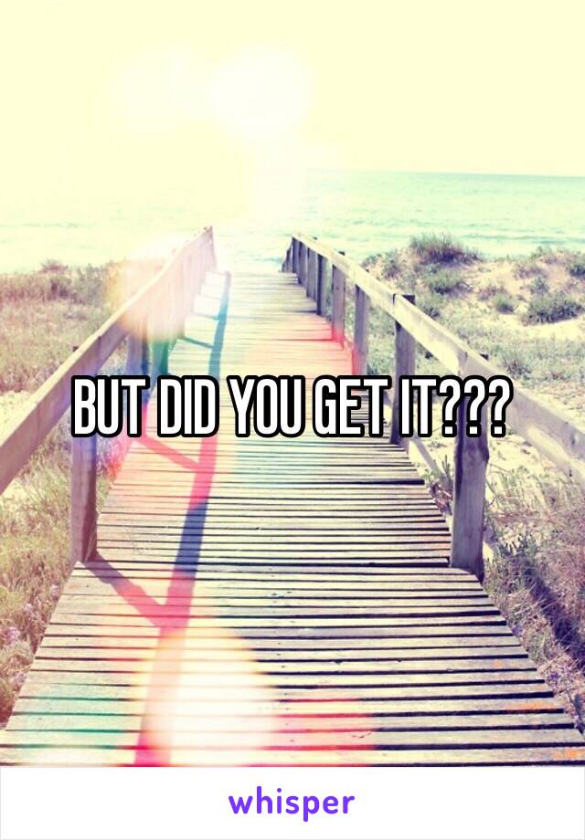 BUT DID YOU GET IT???