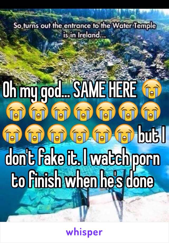 Oh my god... SAME HERE 😭😭😭😭😭😭😭😭😭😭😭😭😭😭 but I don't fake it. I watch porn to finish when he's done 