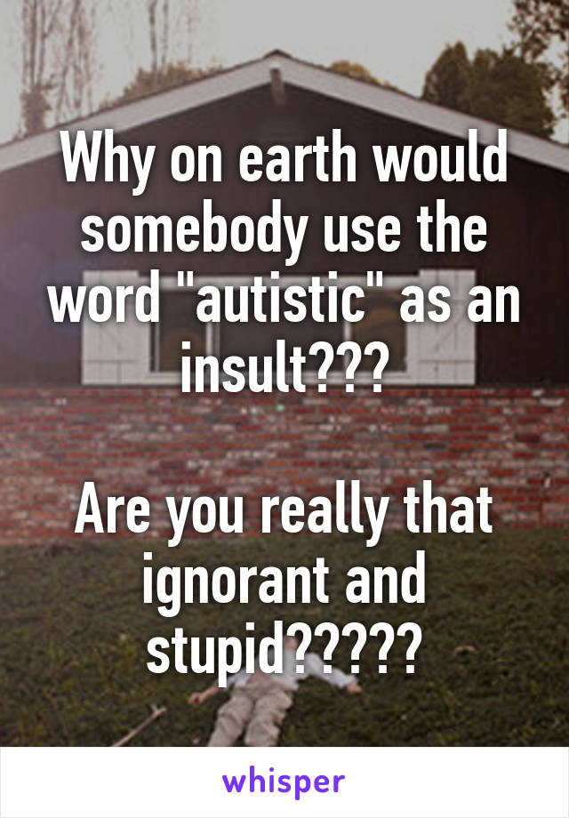 Why on earth would somebody use the word "autistic" as an insult???

Are you really that ignorant and stupid?????