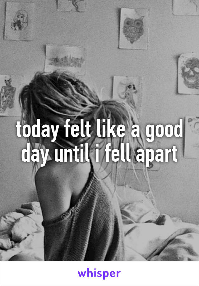 today felt like a good day until i fell apart