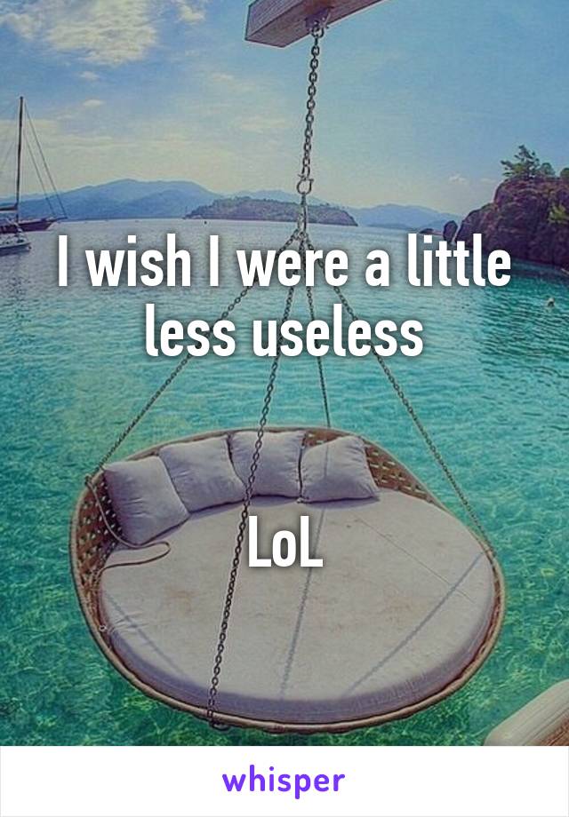 I wish I were a little less useless


LoL