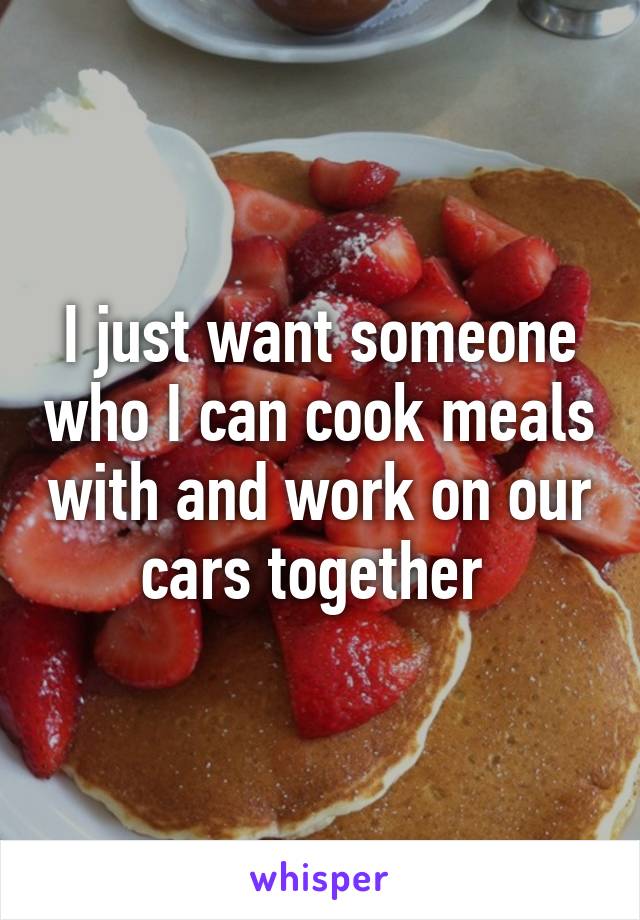 I just want someone who I can cook meals with and work on our cars together 