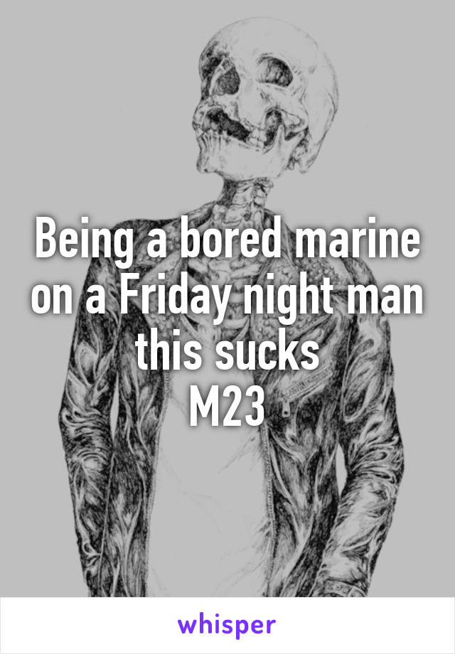 Being a bored marine on a Friday night man this sucks
M23