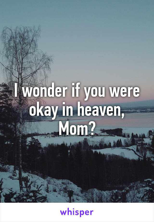 I wonder if you were okay in heaven, Mom?