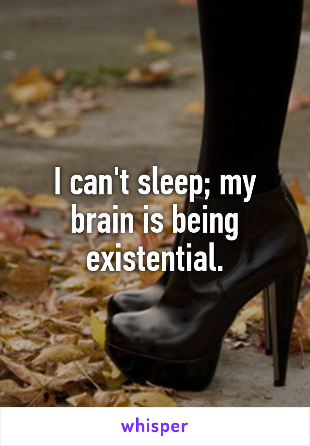 I can't sleep; my brain is being existential.