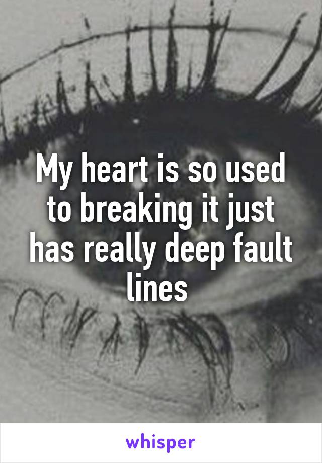 My heart is so used to breaking it just has really deep fault lines 