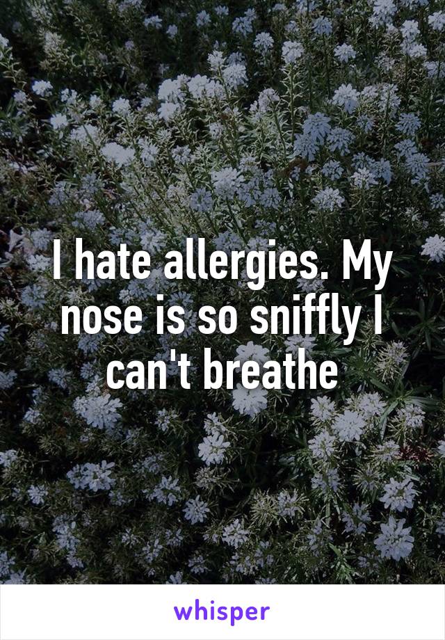 I hate allergies. My nose is so sniffly I can't breathe