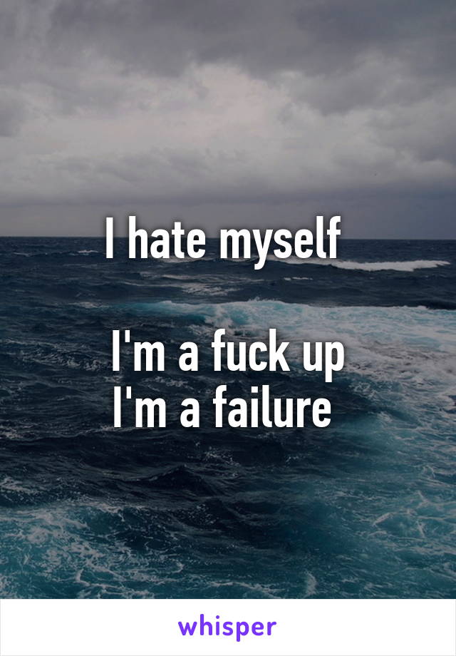 I hate myself 

I'm a fuck up
I'm a failure 