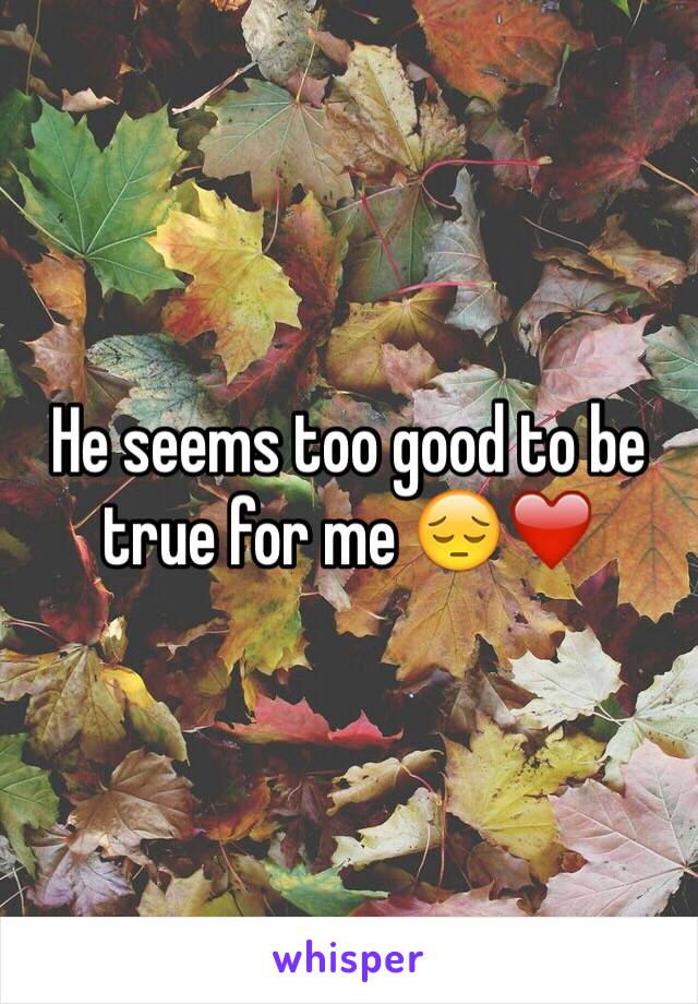 He seems too good to be true for me 😔❤️