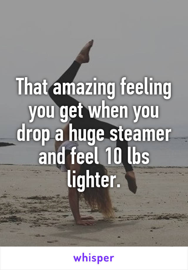 That amazing feeling you get when you drop a huge steamer and feel 10 lbs lighter.