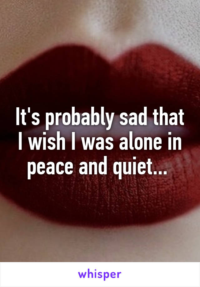 It's probably sad that I wish I was alone in peace and quiet... 