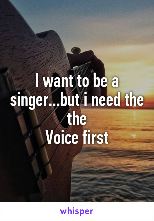 I want to be a singer...but i need the the
Voice first