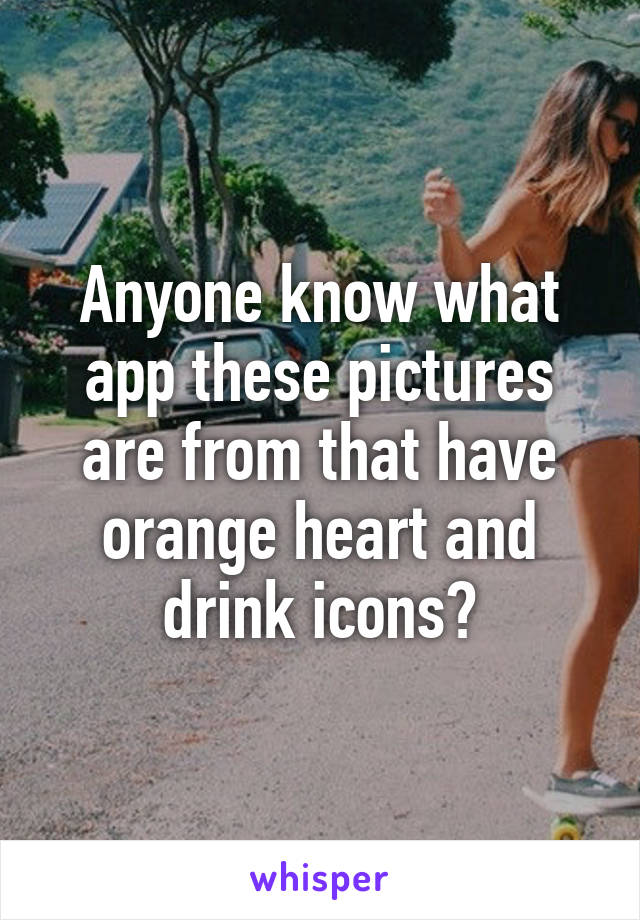 Anyone know what app these pictures are from that have orange heart and drink icons?