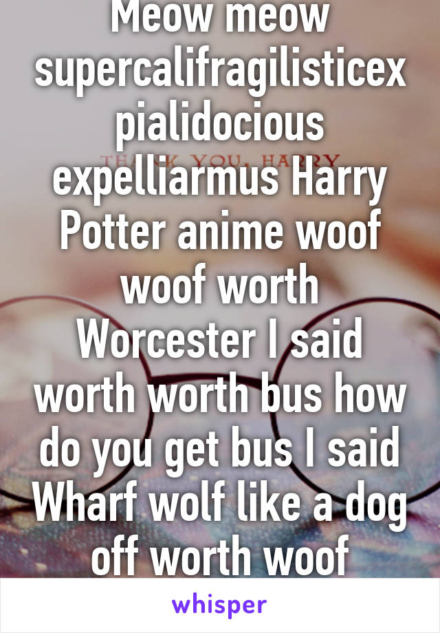 Meow meow supercalifragilisticexpialidocious expelliarmus Harry Potter anime woof woof worth Worcester I said worth worth bus how do you get bus I said Wharf wolf like a dog off worth woof
"OK Google"